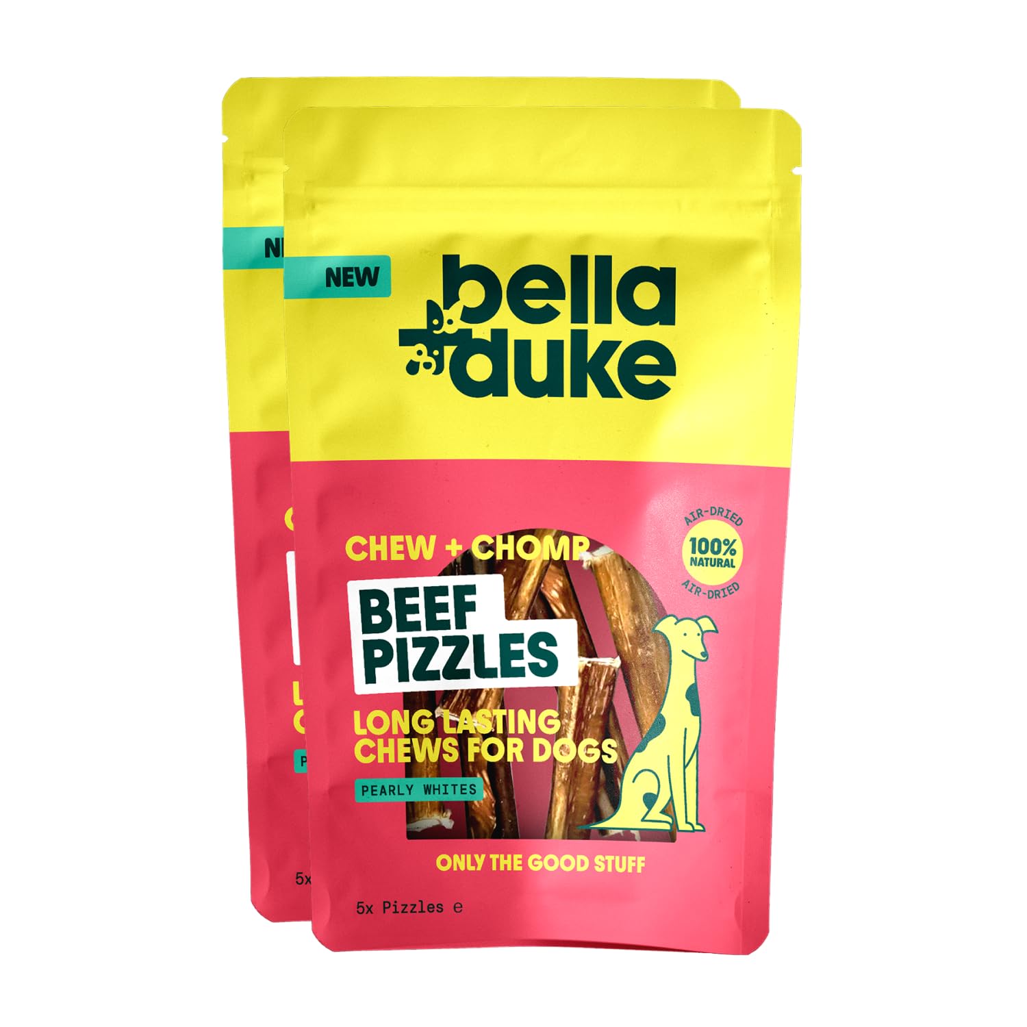 Bella+Duke Beef Pizzles for Dogs 2 Pack - Natural Alternative to Dental Sticks - Chew for Cleaner Teeth & Gums - Ideal for Teething Pups - 100% Natural Grain-Free Dog Treats
