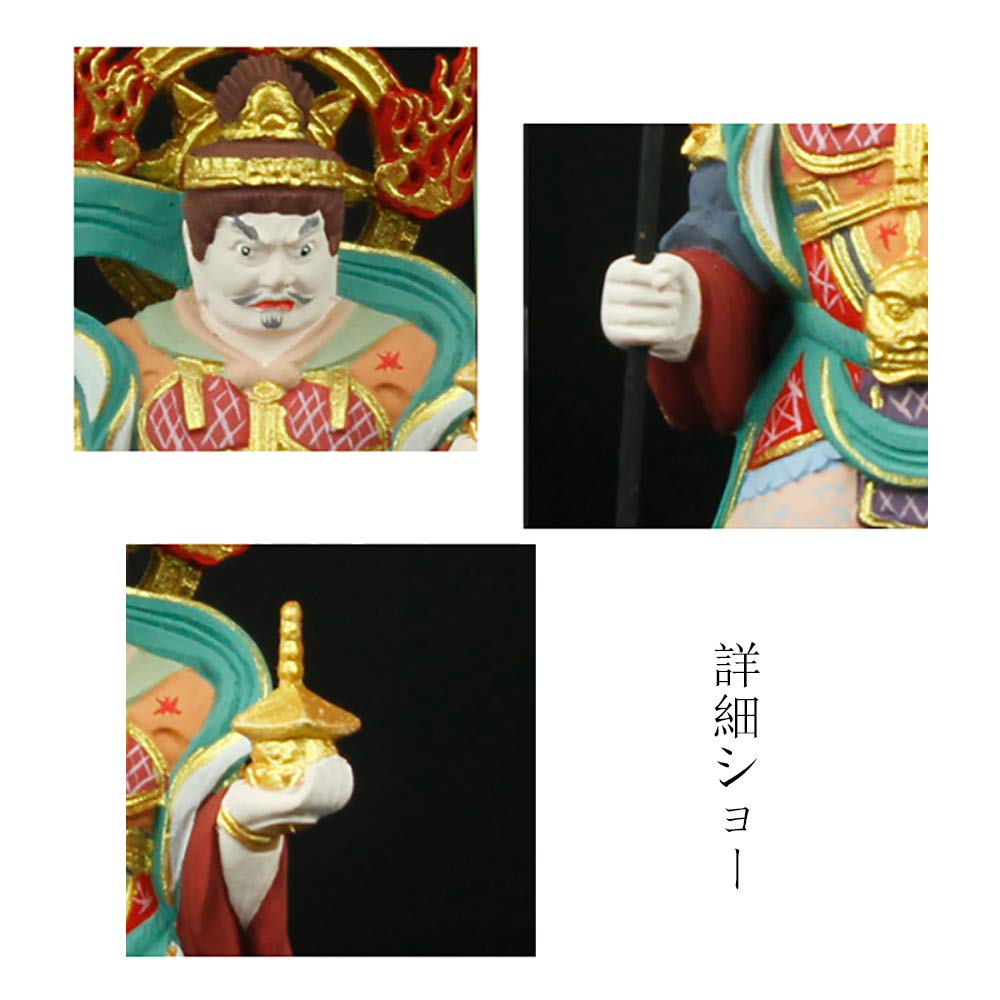 Amazon｜仏像 毘沙門天 多聞天 フィギュア 七福神 木彫り 極彩色絵