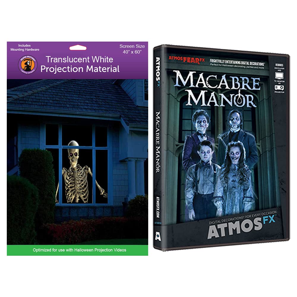 AtmosFearFX Macabre Manor Halloween DVD and Reaper Brothers High Resolution Window Projection Screen