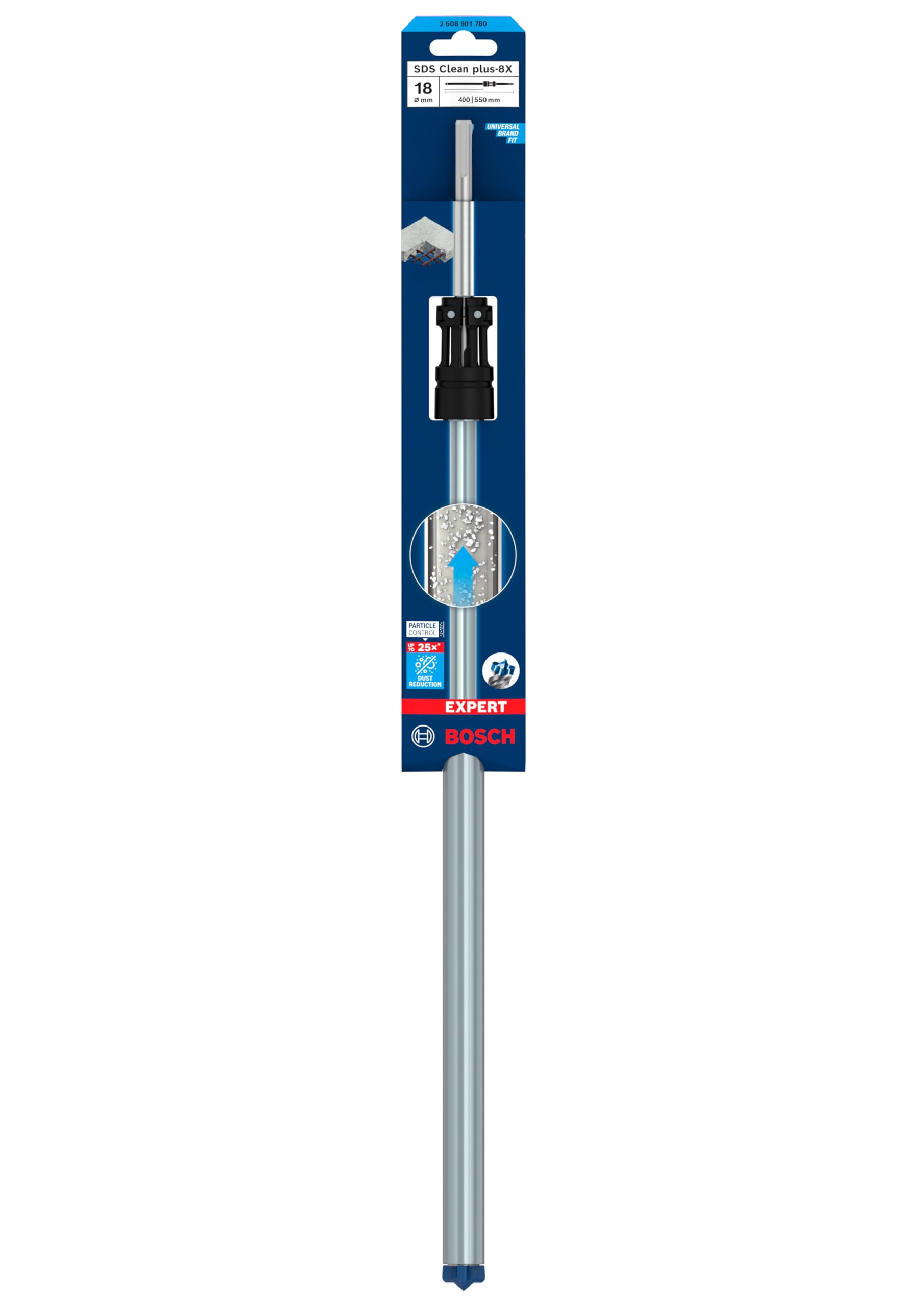 Bosch 1 x EXPERT SDS Clean plus-8X wiertło udarowe do chemicznych kotwiczeń (Ø 18,00 mm, profesjonalne akcesoria do młotowiertarki)