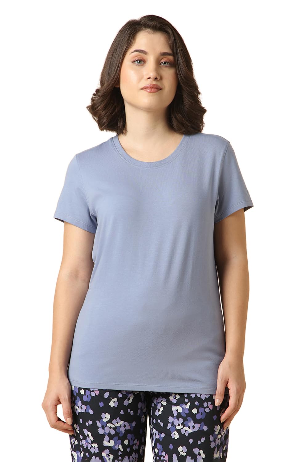 van heusen Women's Polyester Relaxed Fit Crew Neck Short Sleeve Solid Lounge T-Shirt-picture-45