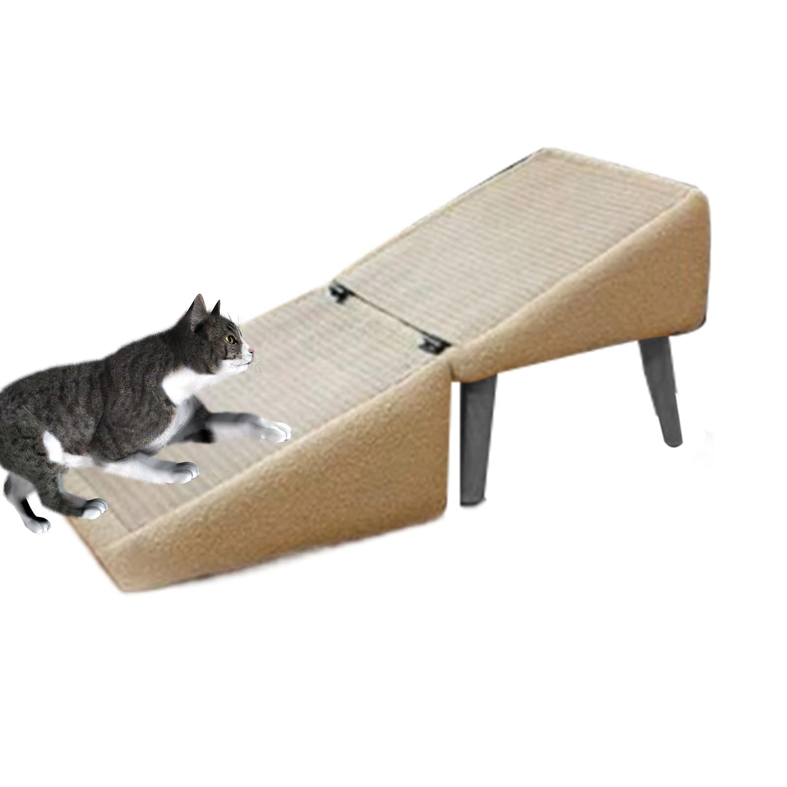 Marchepied portable beige pour aider les chatons à monter sur le canapé