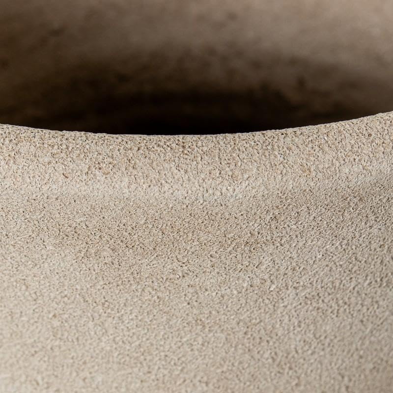DRW Paraguero Redondo con Forma de Bambu de Ceramica en Beige 50x25x25 cm