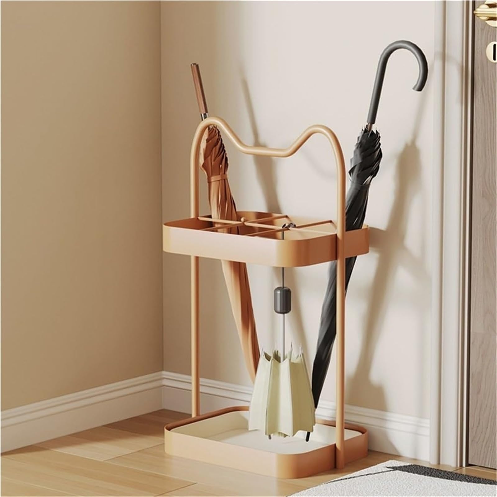 GYRAZXS Floor Standing Umbrella Holder and Drain Rack - Space-Saving Storage Solution for Hallways and Entrances