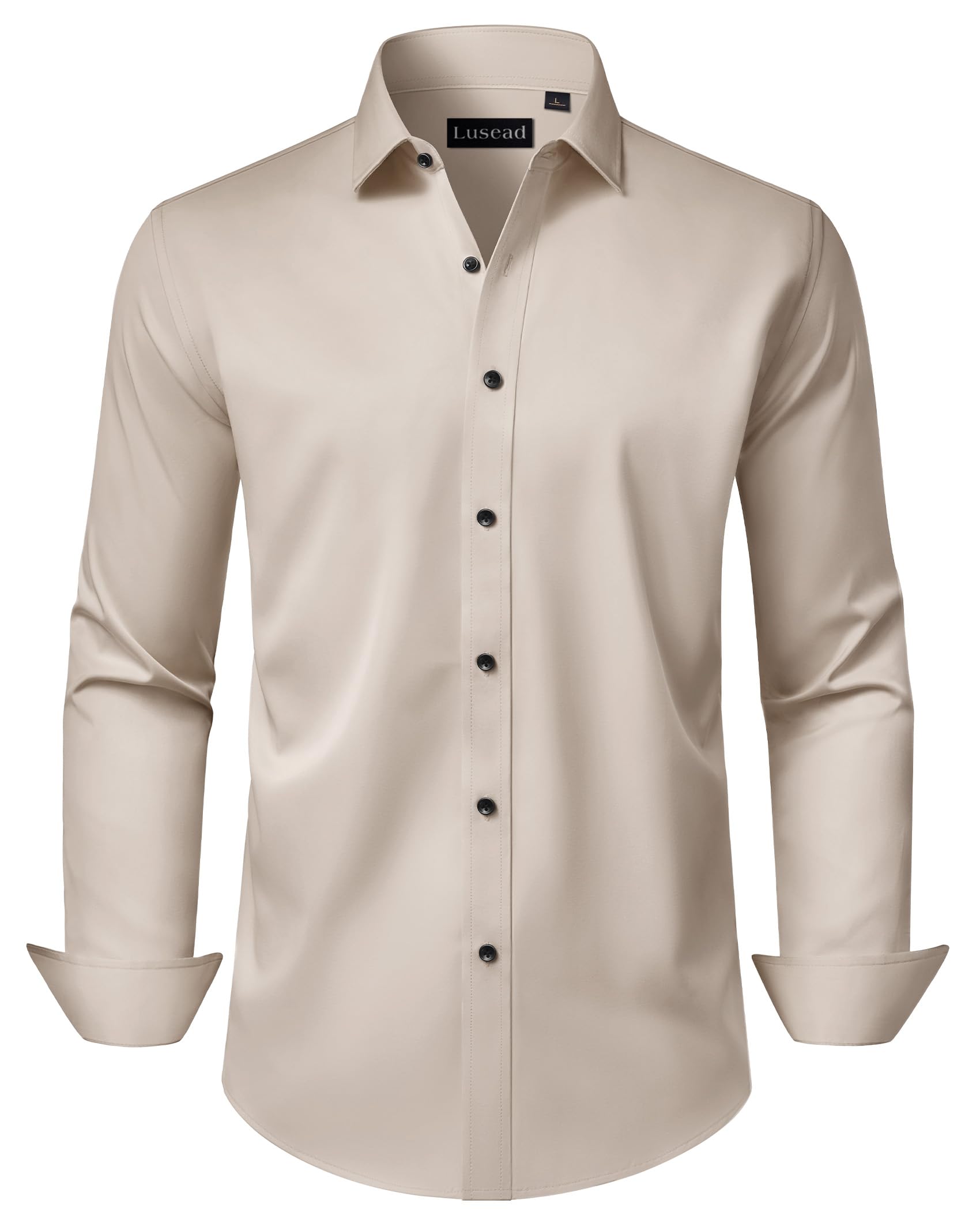 Men's Dress Shirts Long Sleeve Stretch Wrinkle Free Slim Fit Wedding Formal Button Down Shirt