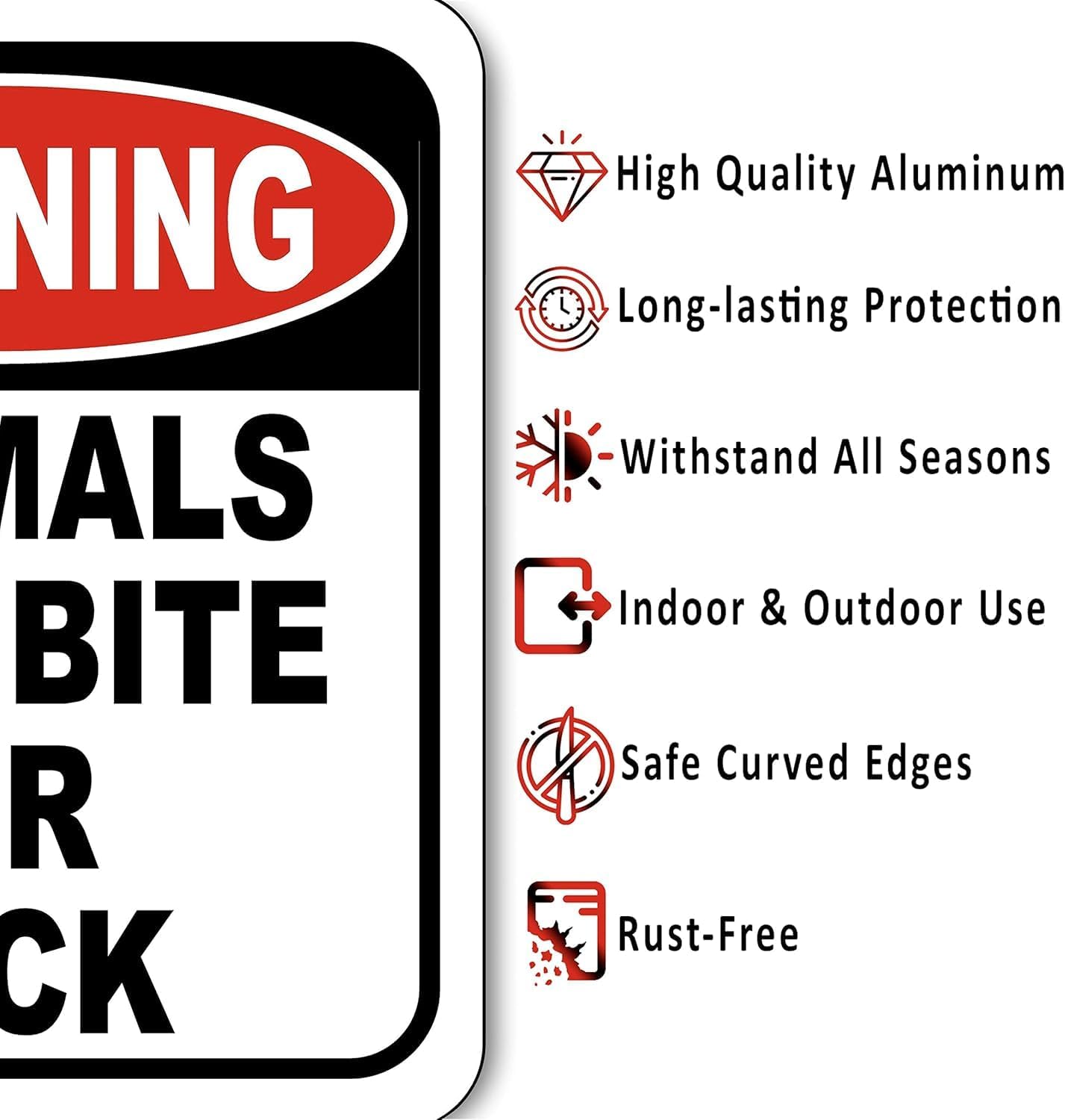 Warning: Animals May Bite or Kick Sign | Outdoor Aluminum Composite Safety Sign | 20" x24" | Weather-Resistant | Wall-Mountable | Bold, Easy-to-Read Design