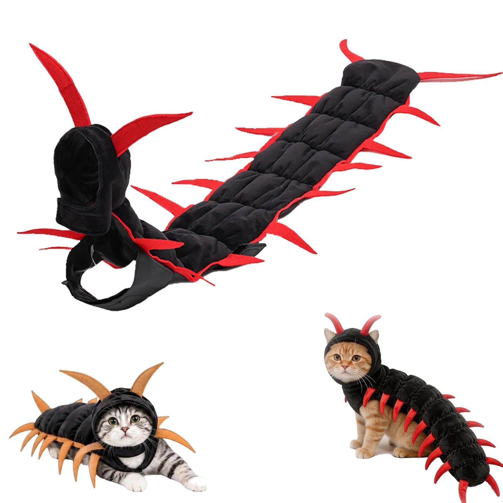 Centipede Cat Costume, Halloween Centipede Pet Costume for Cats(Red)