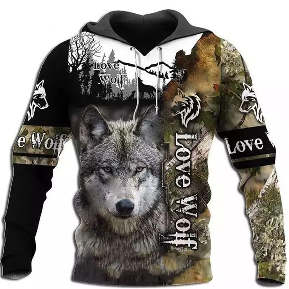 Męska Bluza Z Nadrukiem 3d Unikalne Kreatywne Wzory Zwierzęce Męska Bluza Z Kapturem Wzór Tygrysa I Wilka Męska Bluza Z Kapturem Trend W Modzie Męska Odzież Uliczna, E-03, S