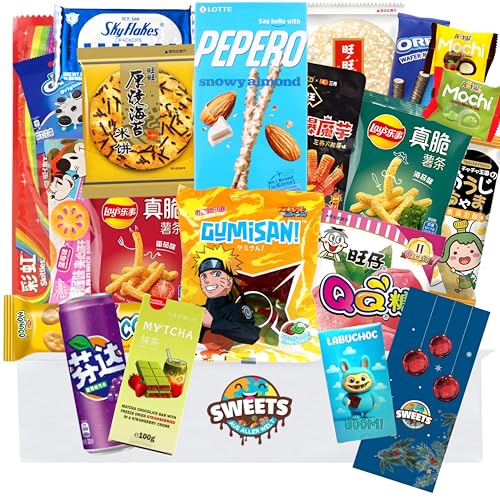 Asiatische Süßigkeiten Box mit 24 Snacks - Japanische,...