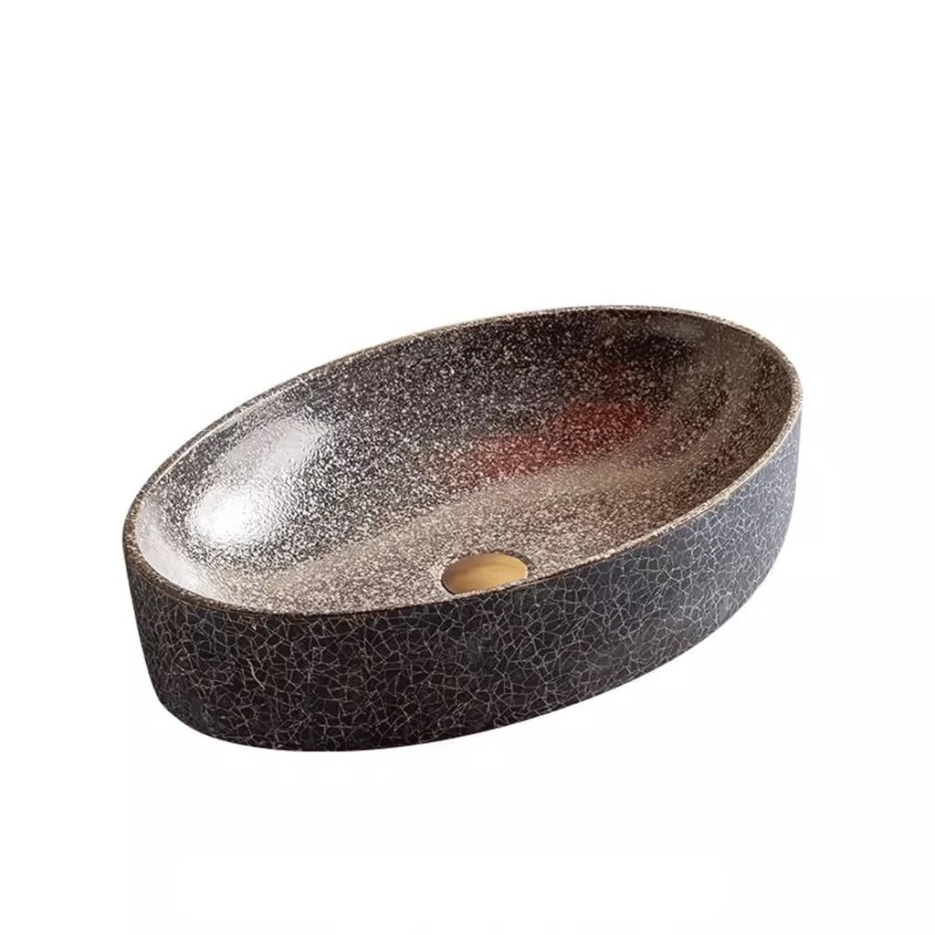 Aserzenith Vanity Vessel Sink Chinese Retro Bathroom Washbasin Above-Ground Washbasin Outdoor Pool Ceramic Basin Balcony Above-Ground Basin Bathroom Vessel Sink,A