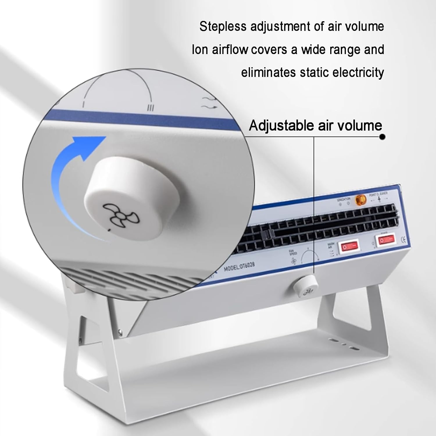 Soplador de Aire Ionizante Antiestático, Ventilador de Escritorio Eliminador de Electricidad Estática, Velocidad de Viento Ajustable, para Eliminación de Electricidad Estática y Polvo