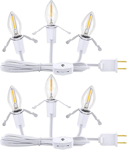 Cable de accesorio con 3 bombillas LED, luces de molde de soplado de 6 pies, cable de luz de aldea de Navidad, cable de repuesto con clip con
