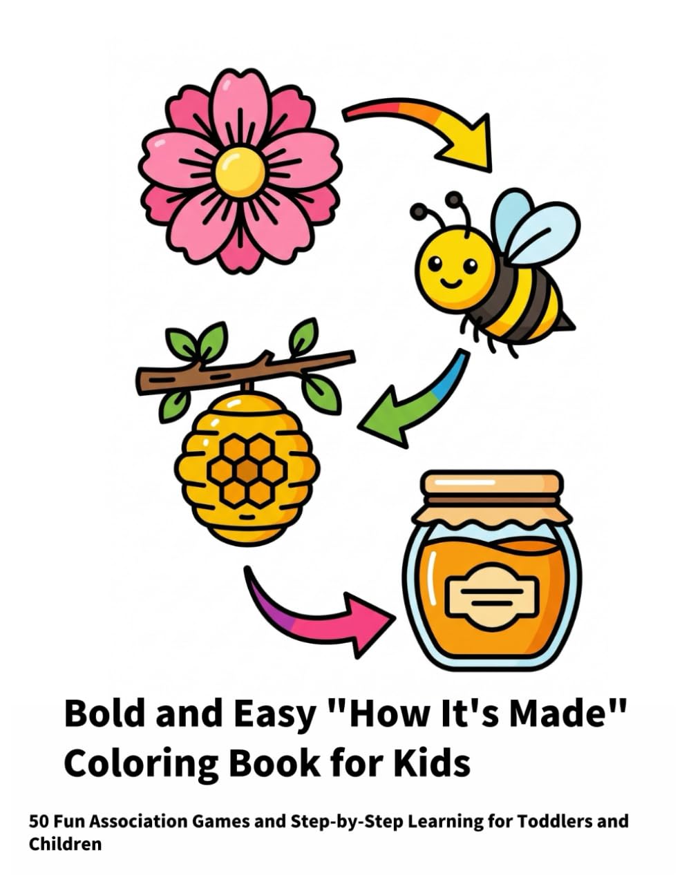Bold and Easy "How It's Made" Coloring Book for Kids: 50 Fun Association Games and Step-by-Step Learning for Toddlers and Children