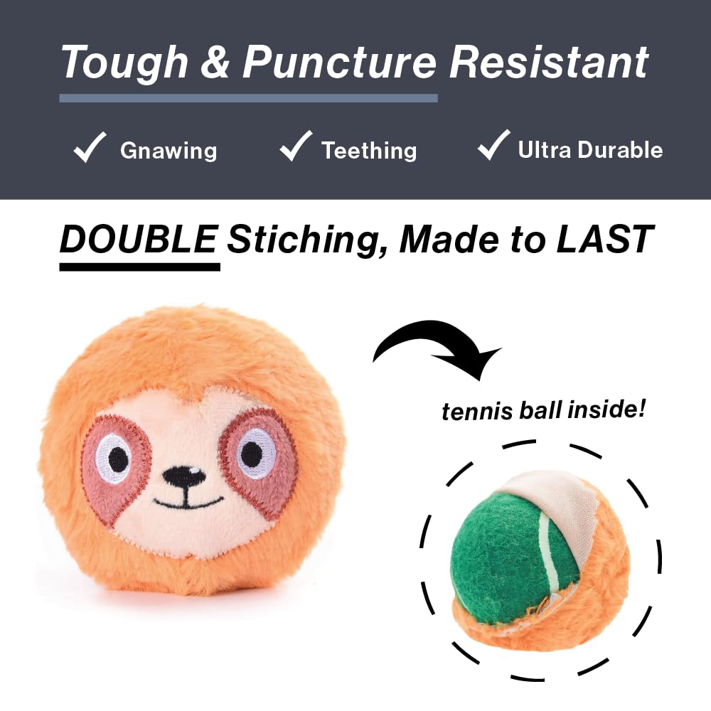 HugSmart Pet - Palla da zoo 2 in 1 palline da tennis per cani | No ripieno morbido peluche interattivo per piccole e medie e grandi razze | Giocattoli resistenti (4 pezzi)