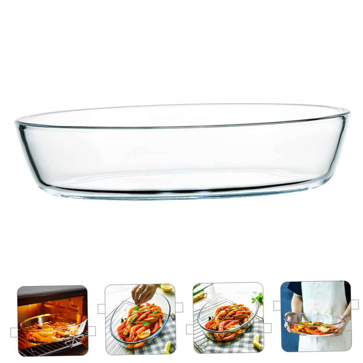 Ovale Glas Auflaufform Mikrowellengeeignet mit Deckel Hitzebeständig als Servierteller für Obstsalat und Backofen