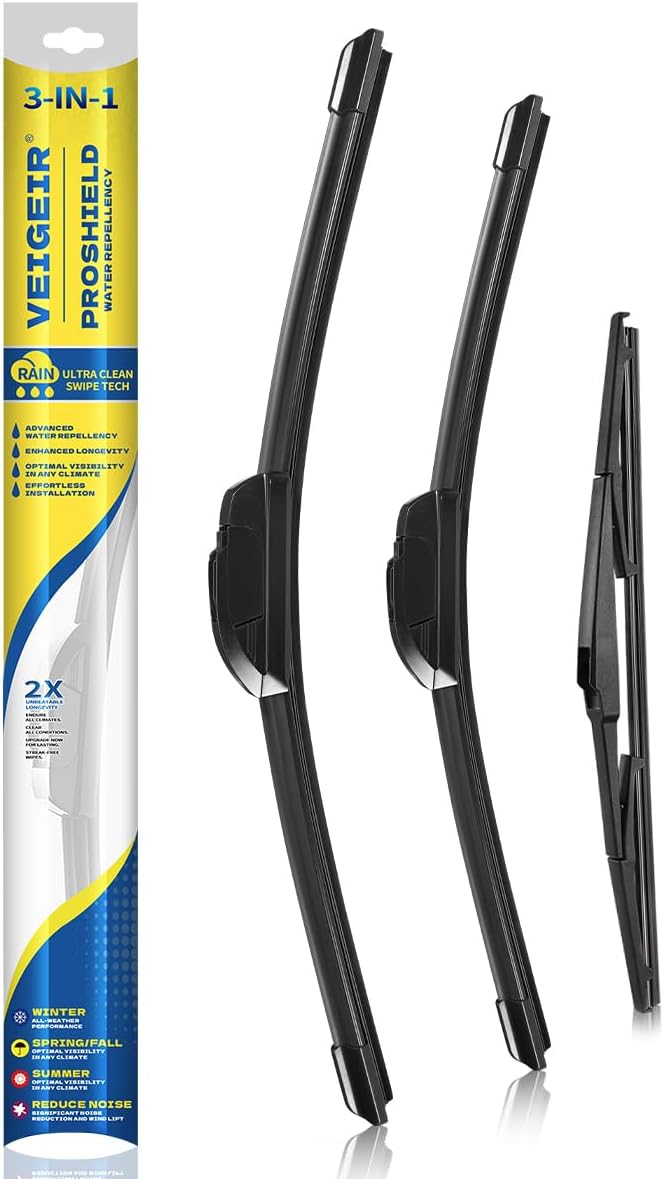 3 Pack Windshield Wiper Blades Compatible with 2014-2023 Jeep Cherokee Original Factory Quality Front Rear Wipers Blade Set for My Car - 26" 18" 14" 26"+18"+14"