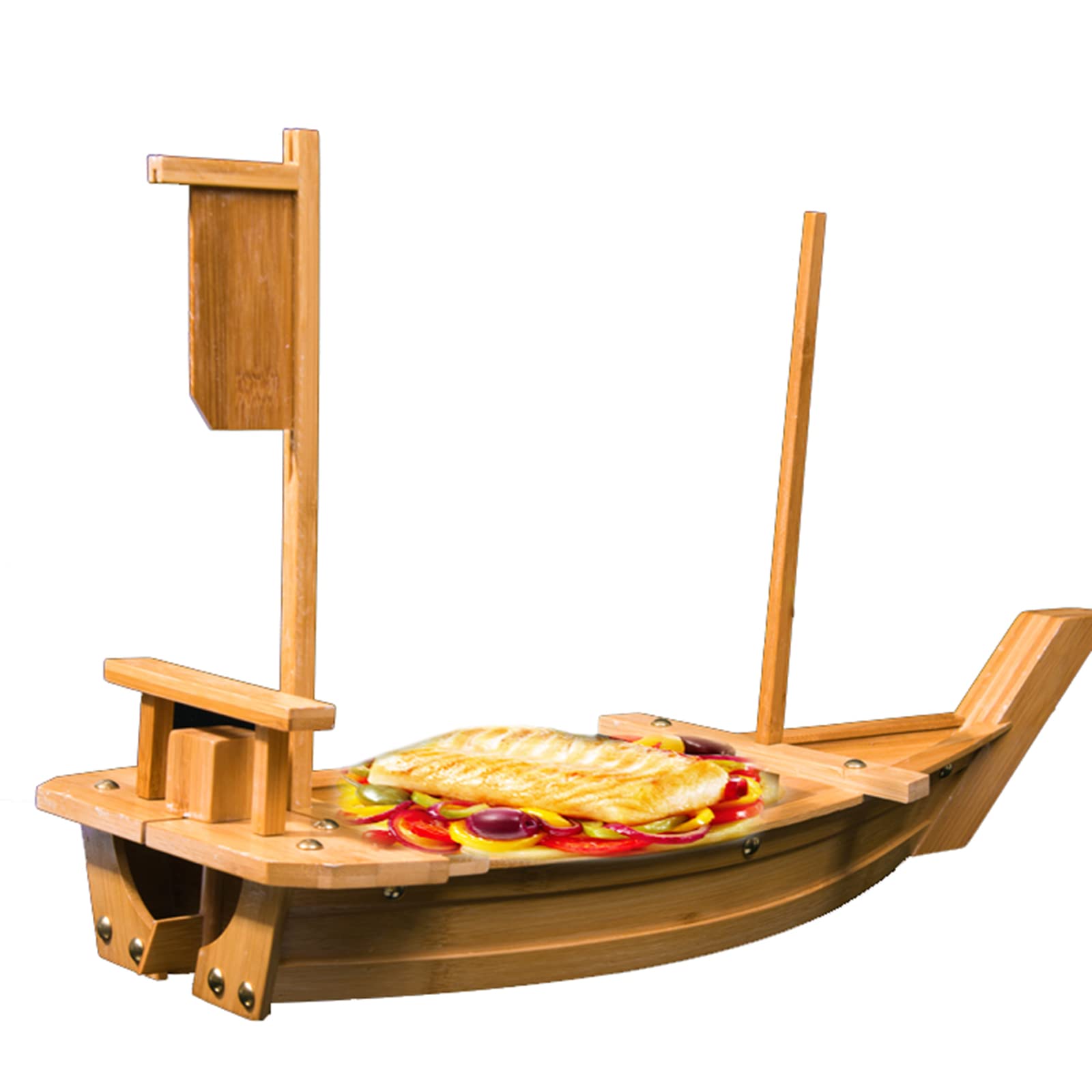 Assiette de service à sushis en bois - Grande taille - 70 cm - Idéal pour restaurant ou service de restauration