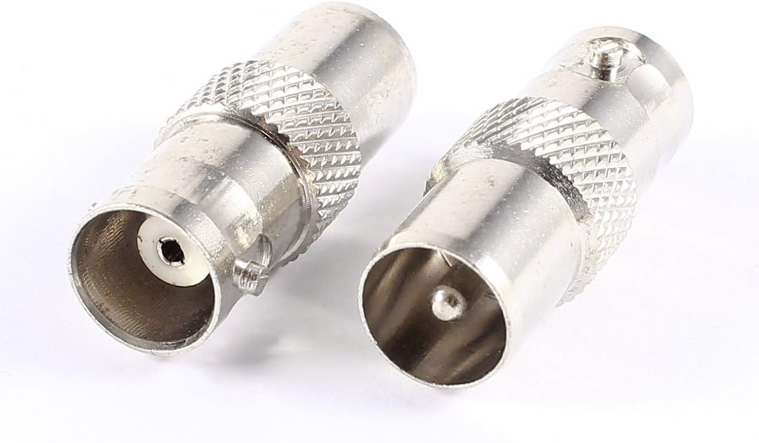 sourcing map 2 Pcs BNC Female Jack to PAL TV Male Straight Connector Adapter, Silver