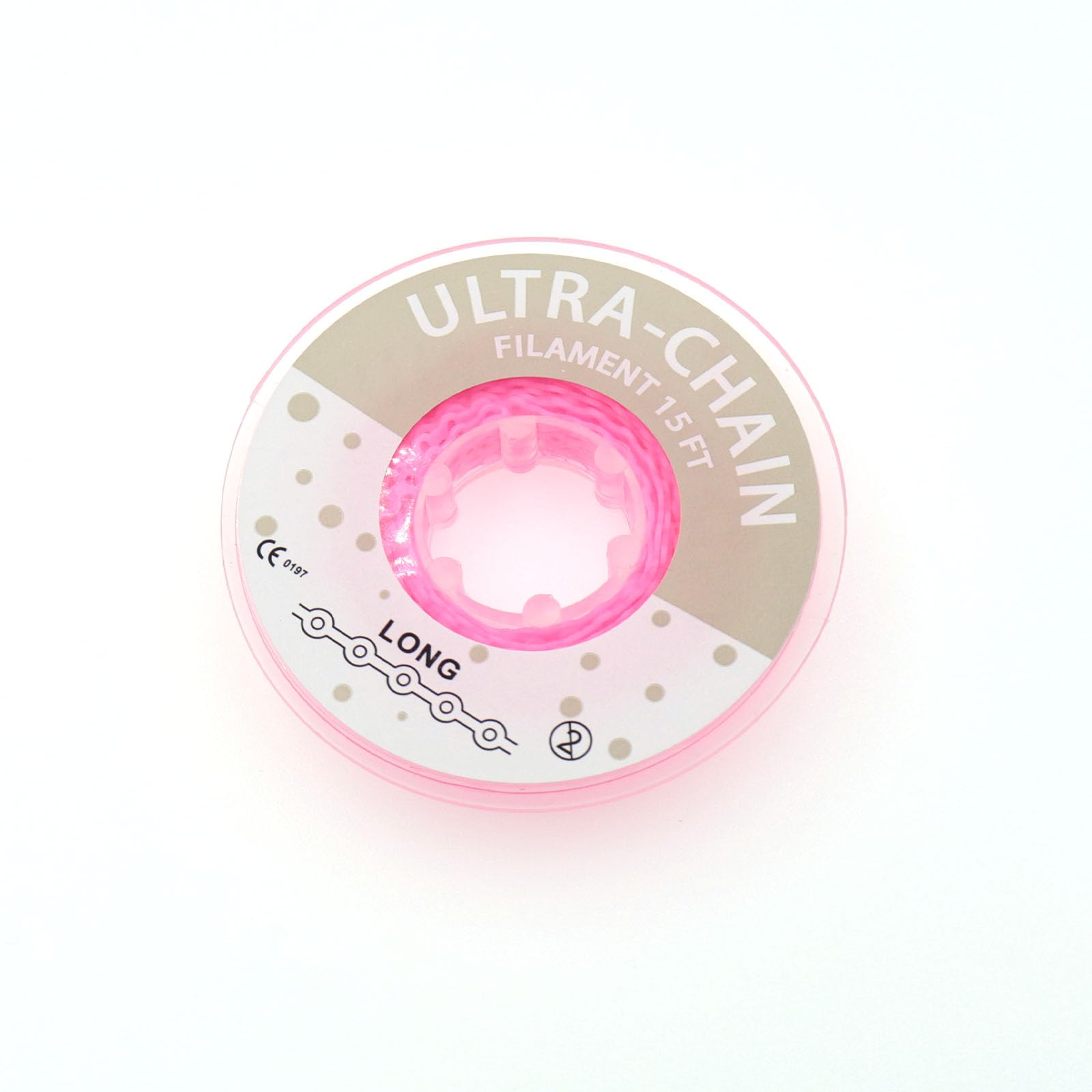 FUIODA 1 Roll/15Ft Orthodontic Dental Elastic Power Chains Dental Elastic Ultra Power Rubber Chain Long Short Closed (Pink, Long)