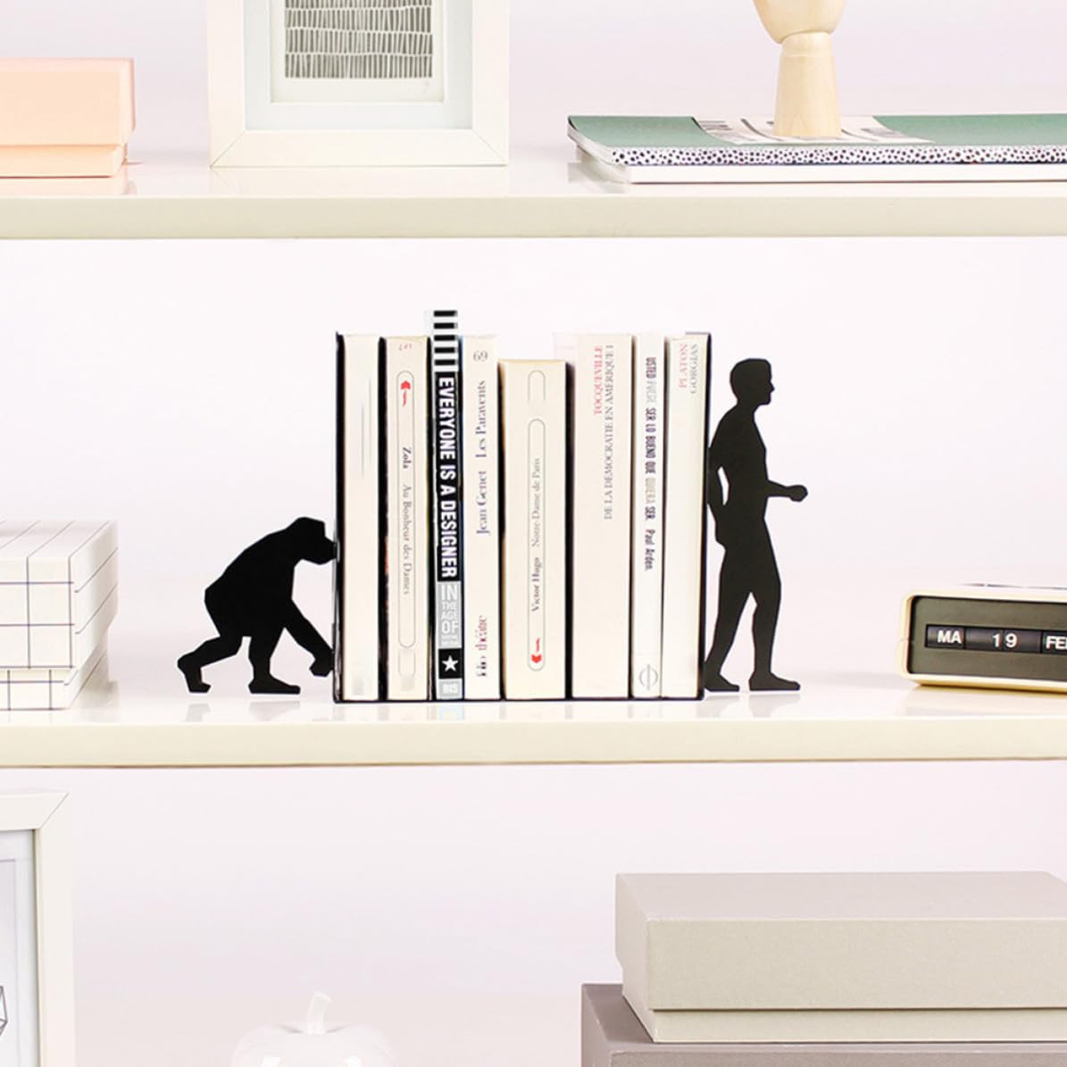 Fermalibri Moderno in Ferro Nero per Libri e Riviste, Porta Libri Funzionale per Organizzare Scrivania e Scaffale, Adatto a Soggiorno e Studio