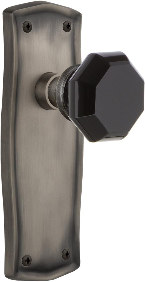 Nostalgic Warehouse 722530 Prairie Plate Single Dummy Waldorf Black Door Knob in Antique Pewter