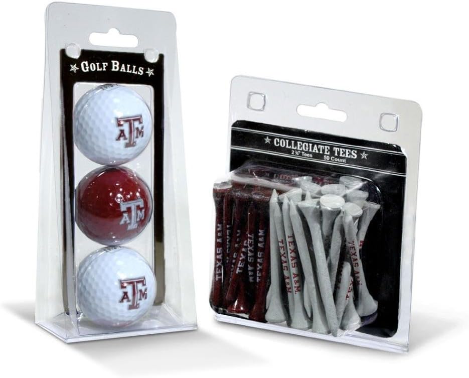 NCAA Logo Imprinted Golf Balls (3 Count) & 2-3/4" Regulation Golf Tees (50 Count), Multi Colored