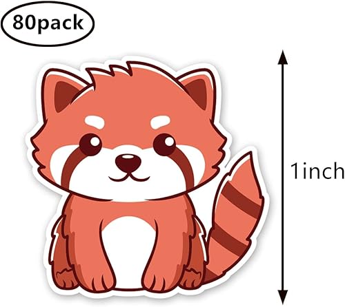 Miniatura 2 de Calcomanías de panda rojo de 1 pulgada para álbumes de recortes, artes, manualidades, manualidades para niños, calendarios, diarios, paquete de 80