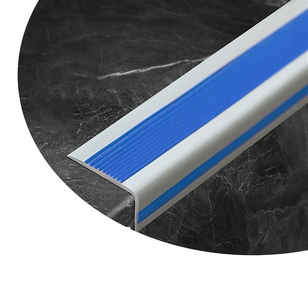 Borde De Escalera Suave 150cm Autoadhesivo Tiras De Goma En Forma De L, Borde De Escalera Impermeable, Protector De Borde De Escalera De Vinilo para Escalones De Madera(Blue,33ft-10m)