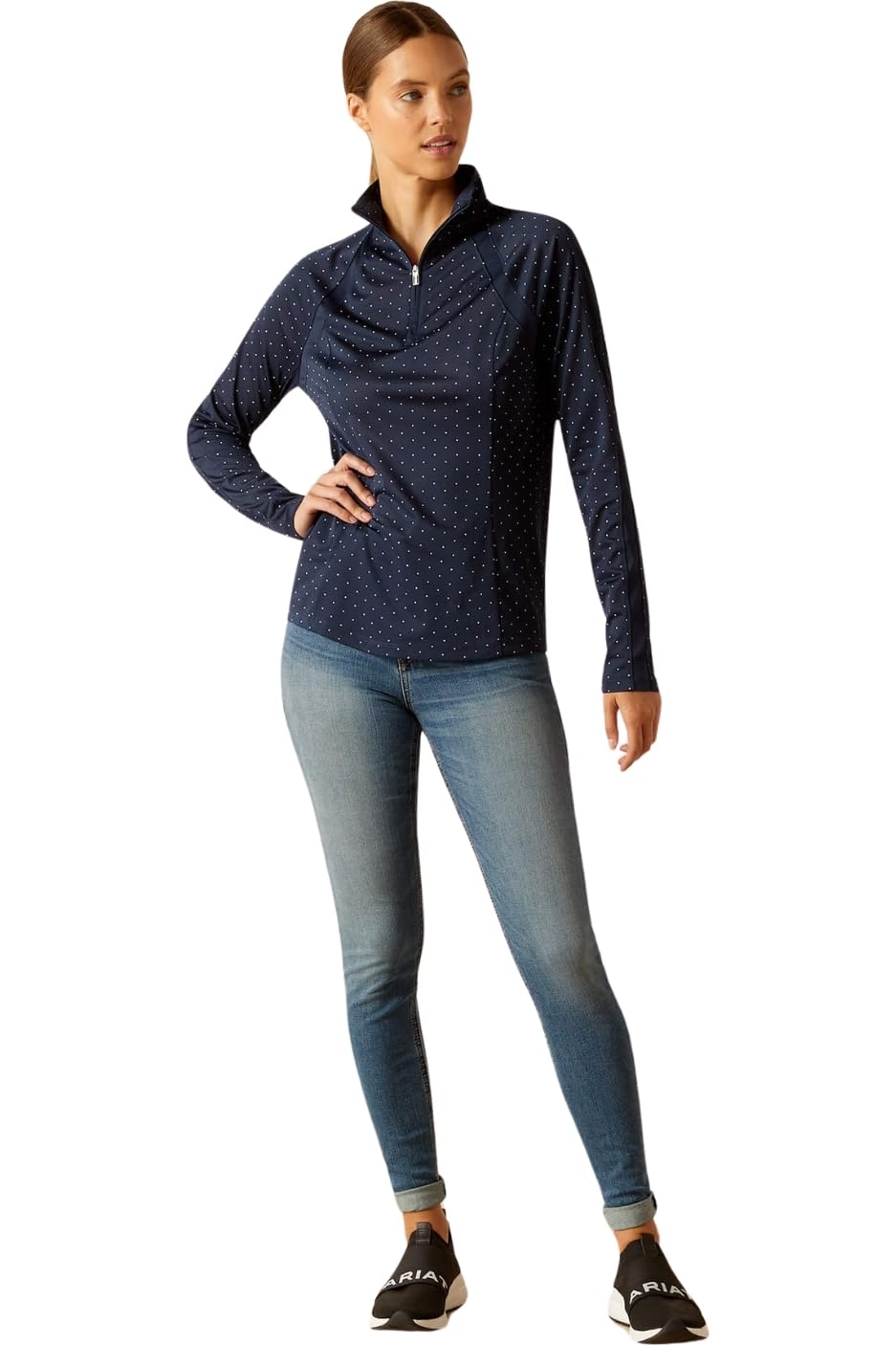 ARIAT 2023 Damen Sunstopper 2.0 1/4 Zip Baselayer 10030429 - Grau Camo Floral -