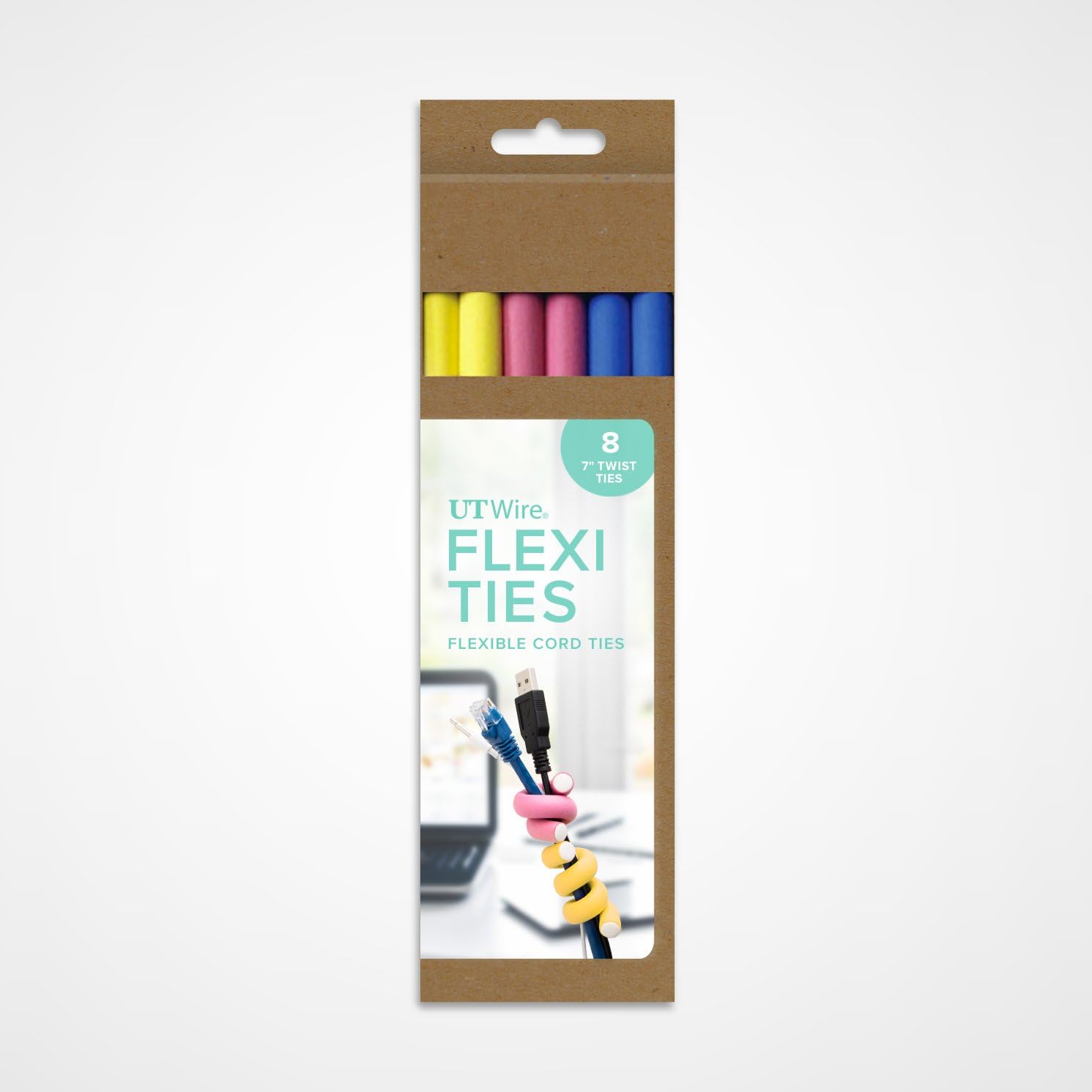 UT Wire 5-Inch Flexi Ties Cable Wrap, 8 Count