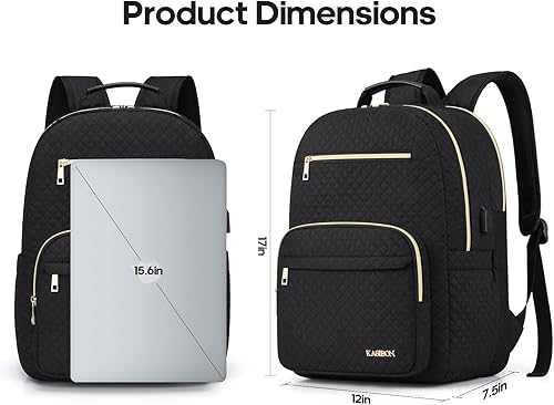 Miniatura 3 de mochila para laptop para mujer, Acolchado negro (cuadrado), Casual