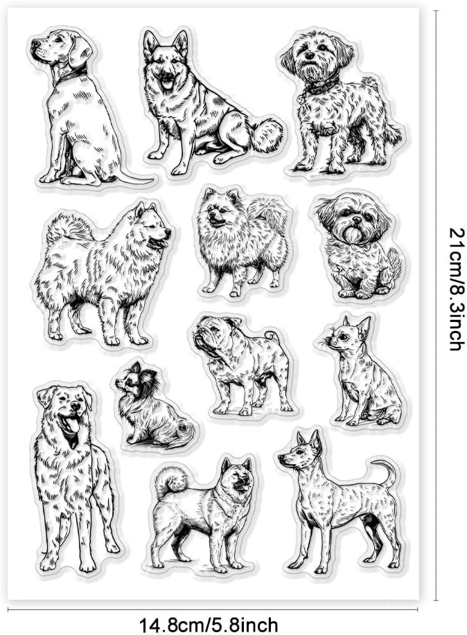 PandaHall Dog Clear Stamps - Puppy & Animal Transparent Silicone Stamps for Card Making & Decoration