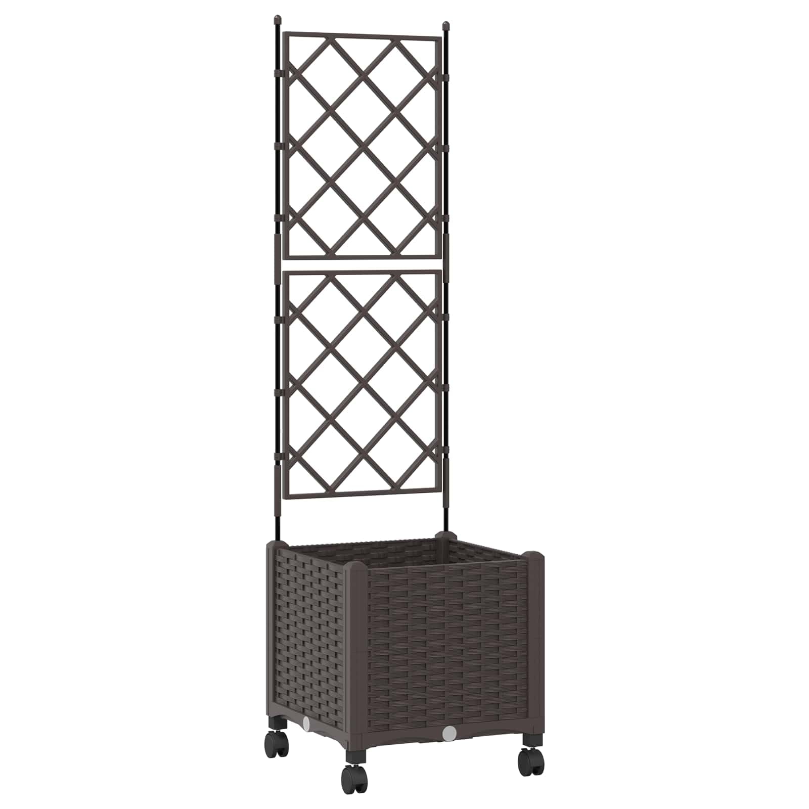 vidaXL Vaso da giardino con grigliato e ruote Marrone 40 x 40 x 149 cm