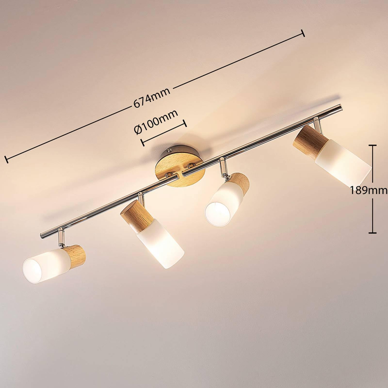 Lindby Spot Christoph (Traditionnel) en Marron Bois e. a. pour Salon & Salle à manger (à 4 lampes, E14) Lampe encastrable plafonnier applique