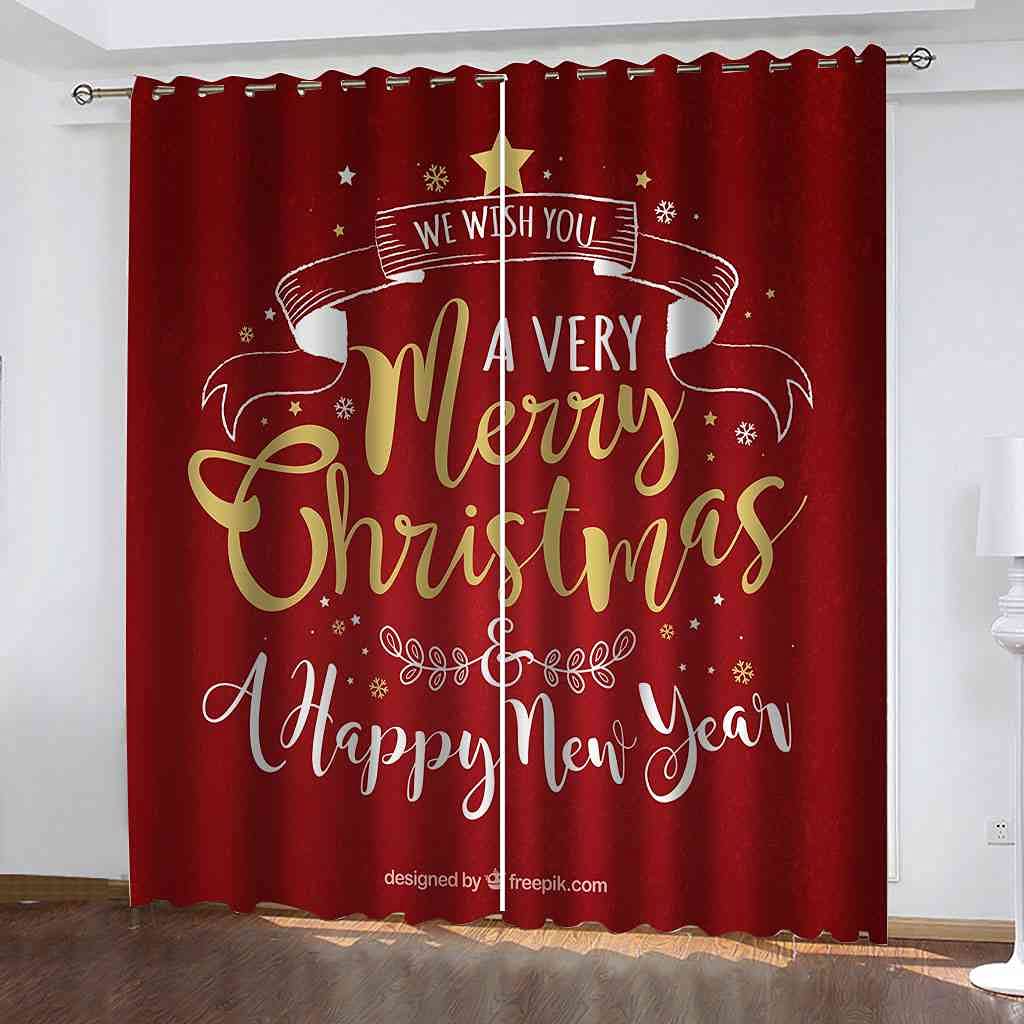 Rideau occultant enfant 264x160 cm rouge de Noël à oeillets pour chambre