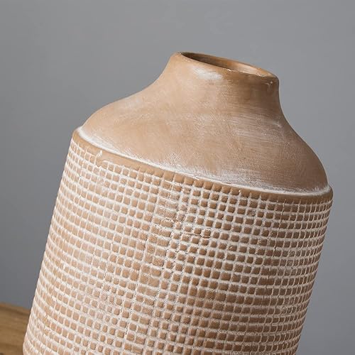 Miniatura 5 de SIDUCAL Jarrón rústico de cerámica para granja, acabado de esmalte de arena, florero decorativo de cerámica para decoración del hogar, mesa,