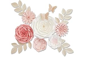 3D Paper Flower Decorations, Wall Bouquet with Artificial Roses, Leaves and Butterfly...