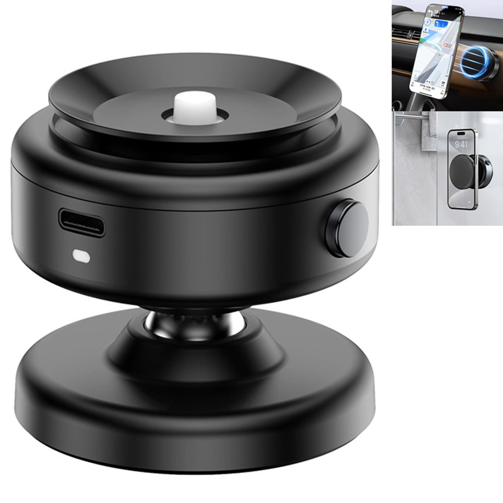 Joyye Soporte Magnético Giratorio 360° para Teléfono Móvil en Coche - Ventosa Eléctrica para Salpicadero