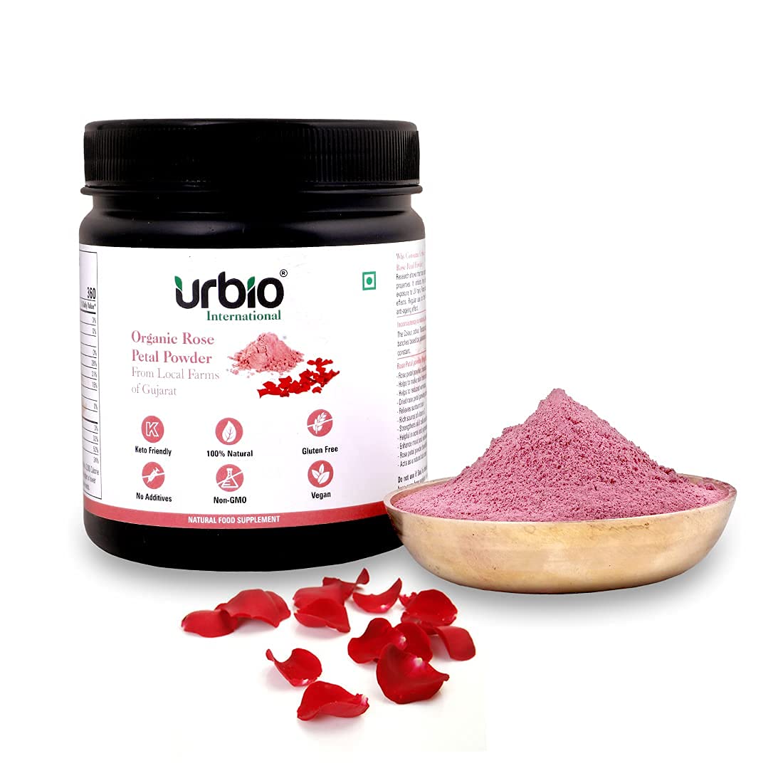 Urbio International Organic Rose Petal Powder for Skin, Face Pack Mask for Fairness, Tanning & Glowing Skin - 300gm