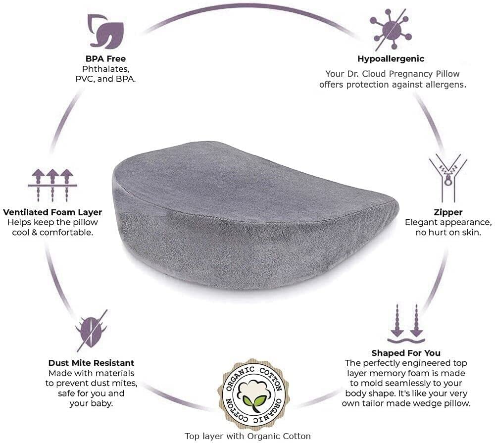 sainio Pregnant Women's Comfort with Organic Cotton Layer Memory Foam Maternity Pillows