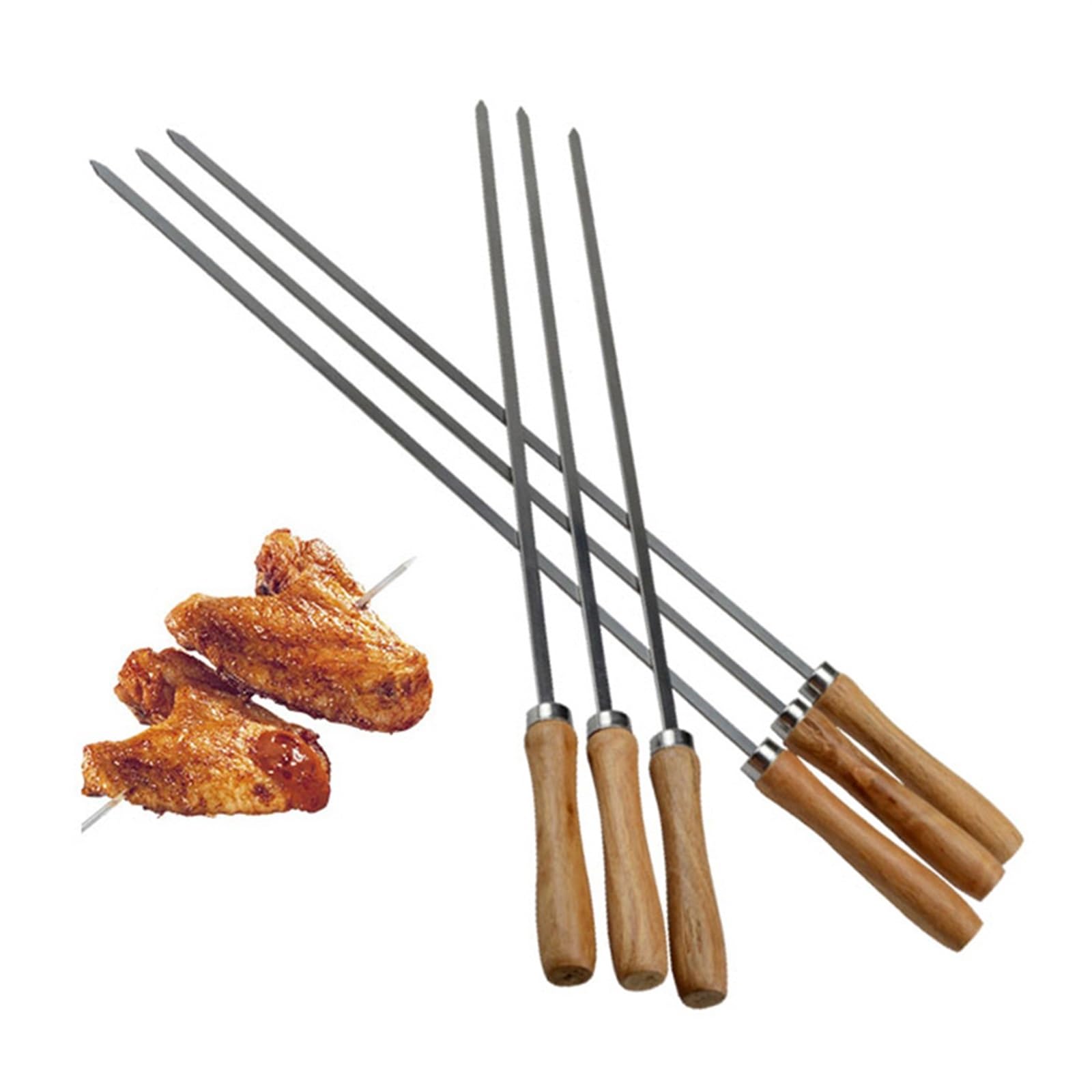 45cm flache Edelstahl Grillspieße mit Holzgriff für Schaschlik(12 Pieces)