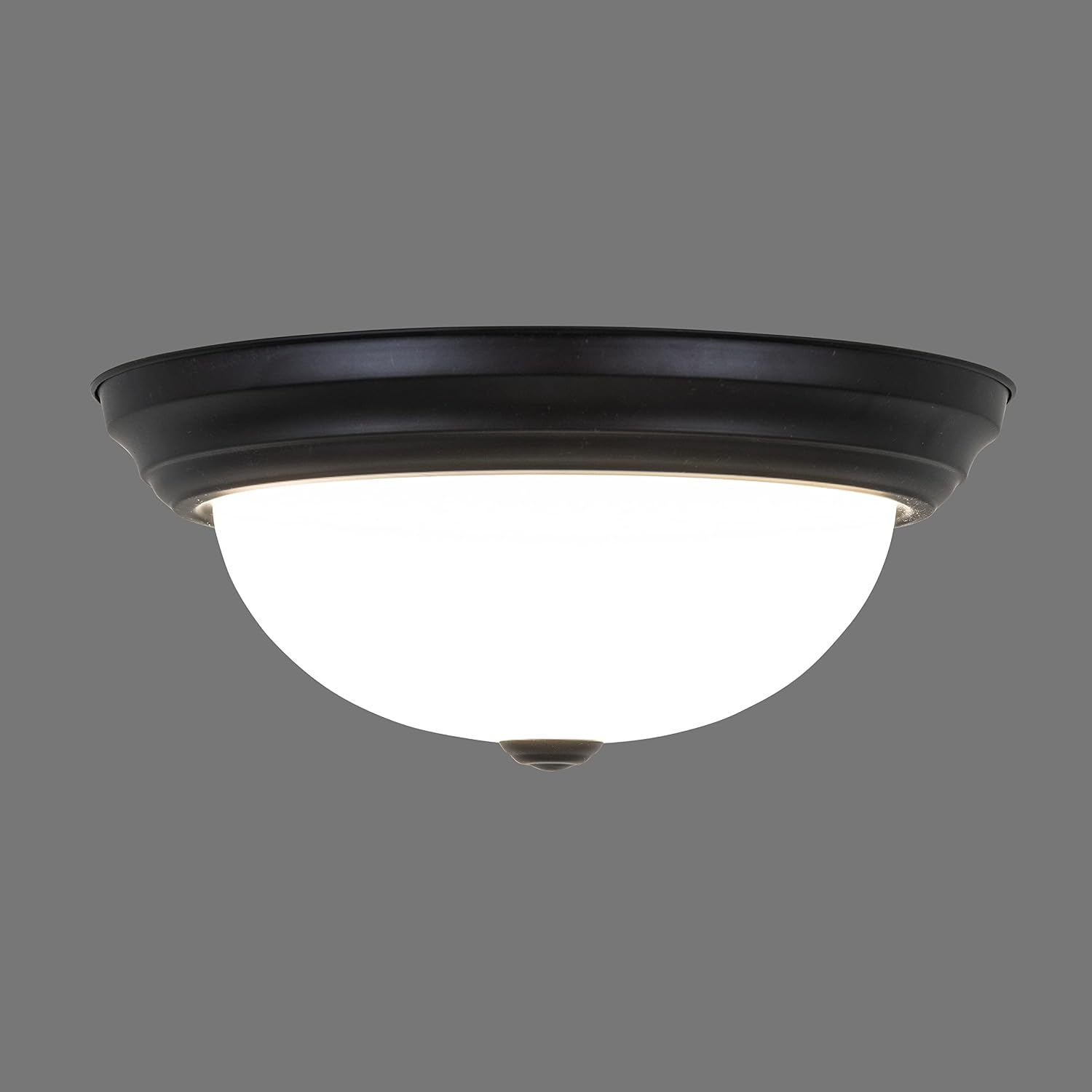 Yosemite Home Decor 2 Light Flushmount in Flat Black Finish with White Glass