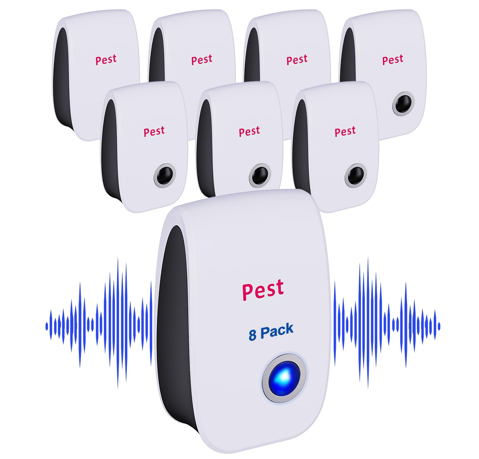 Stingmon 8 Pack Ultrasonic Pest Repeller, Mouse Repellent Indoor Ultrasonic Plug in, Insect Rodent Repellent for House, Kitchen, Repels Rodents, Cockroaches, Mice, Mosquitoes, Spiders, Ants, White