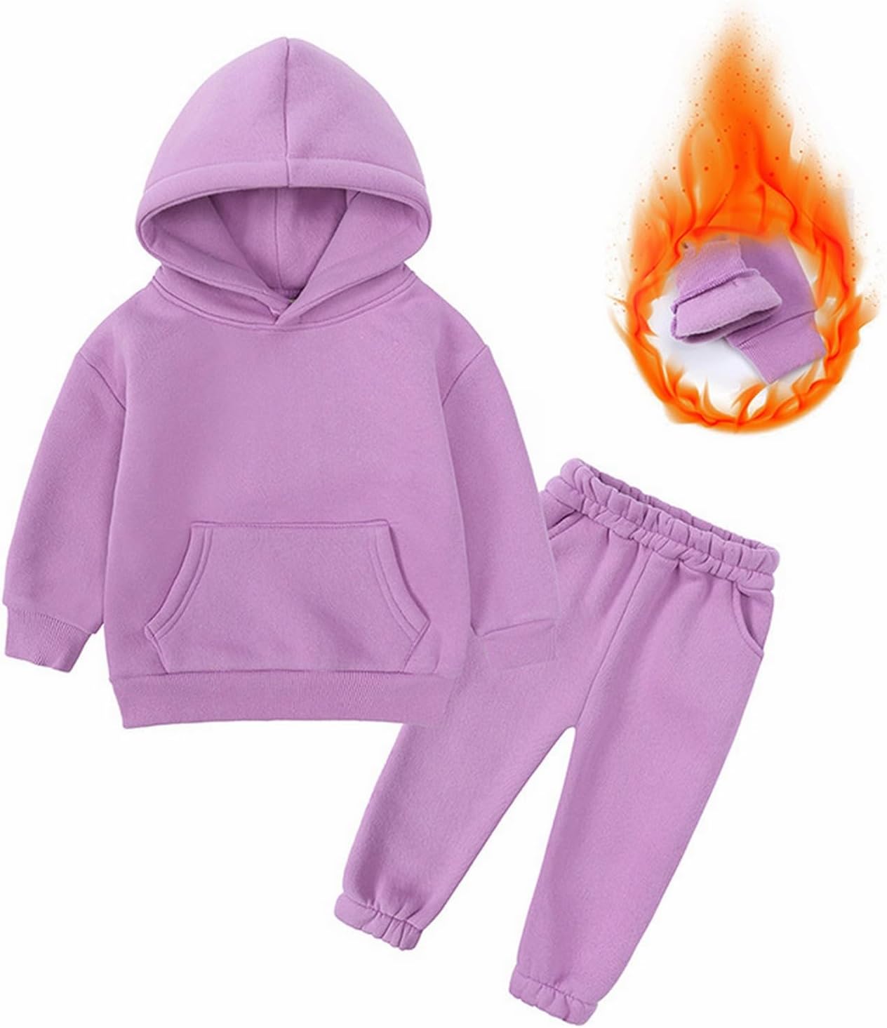 Unisex Youth 2pcs Basic Jogger Outfits Set Fle𝐞ce Hooded + Sweatpants Boys Girls Pullover Athletic Sweatsuits Grandma