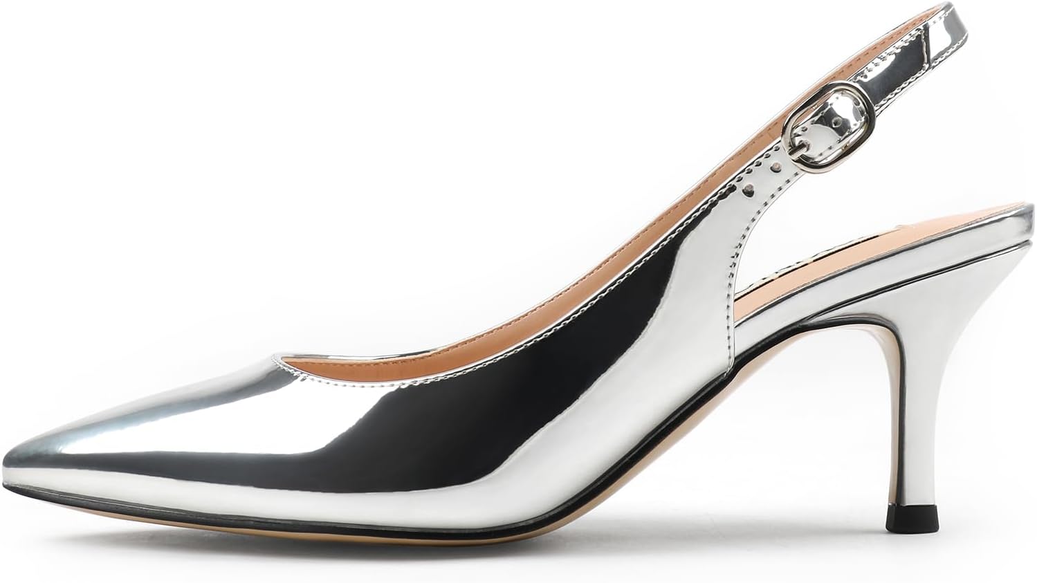 JOY IN LOVE Slingback Kitten Heels for Women Closed Pointed Toe Pumps Dress Shoes