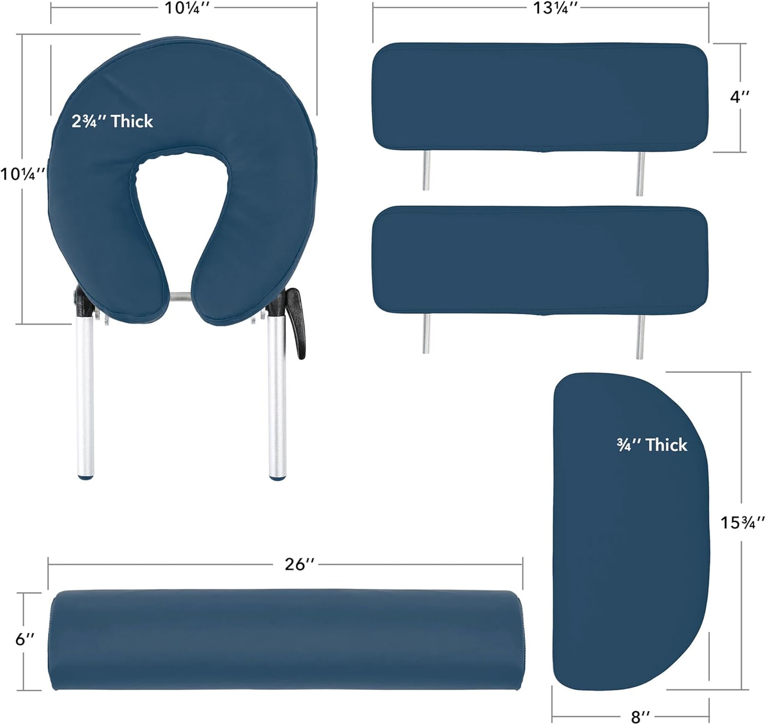 Saloniture Professional Portable Massage Table with Backrest - Blue