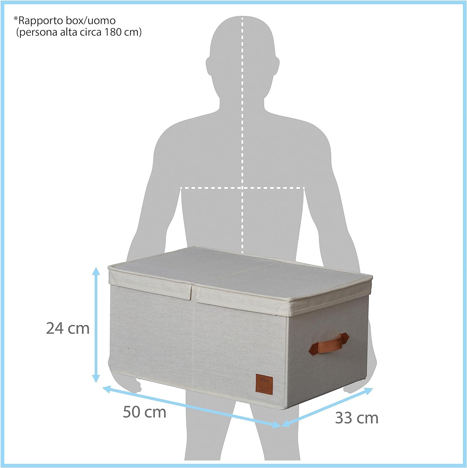 LOVE IT STORE IT Premium Storage Box with Lid, Made of Linen Cotton Fabric, Reinforced with Wood, Large and Stable, Beige - Image 3
