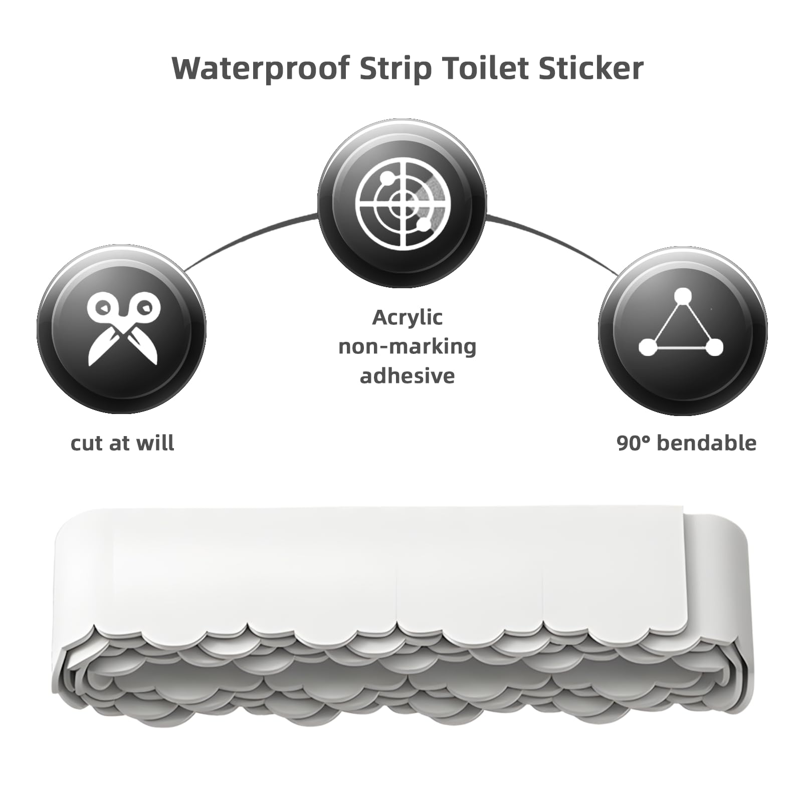 Ruban Adhésif Imperméable Autocollant pour Sol de Toilettes, Cuisine, Salle de Bain - Anti-Humidité et Moisissure (1.5 m)
