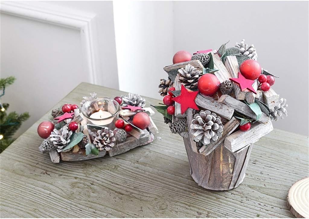 Candlestick, Natural Wood Pine Cone Used for Christmas Garden Christmas Tree Decoration