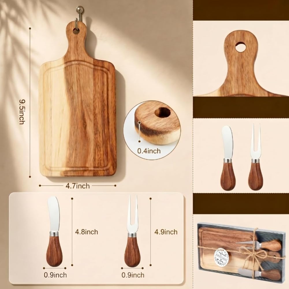 Tabla Queso para madera Acacia con Utensilios Anti-Derrape Tabla